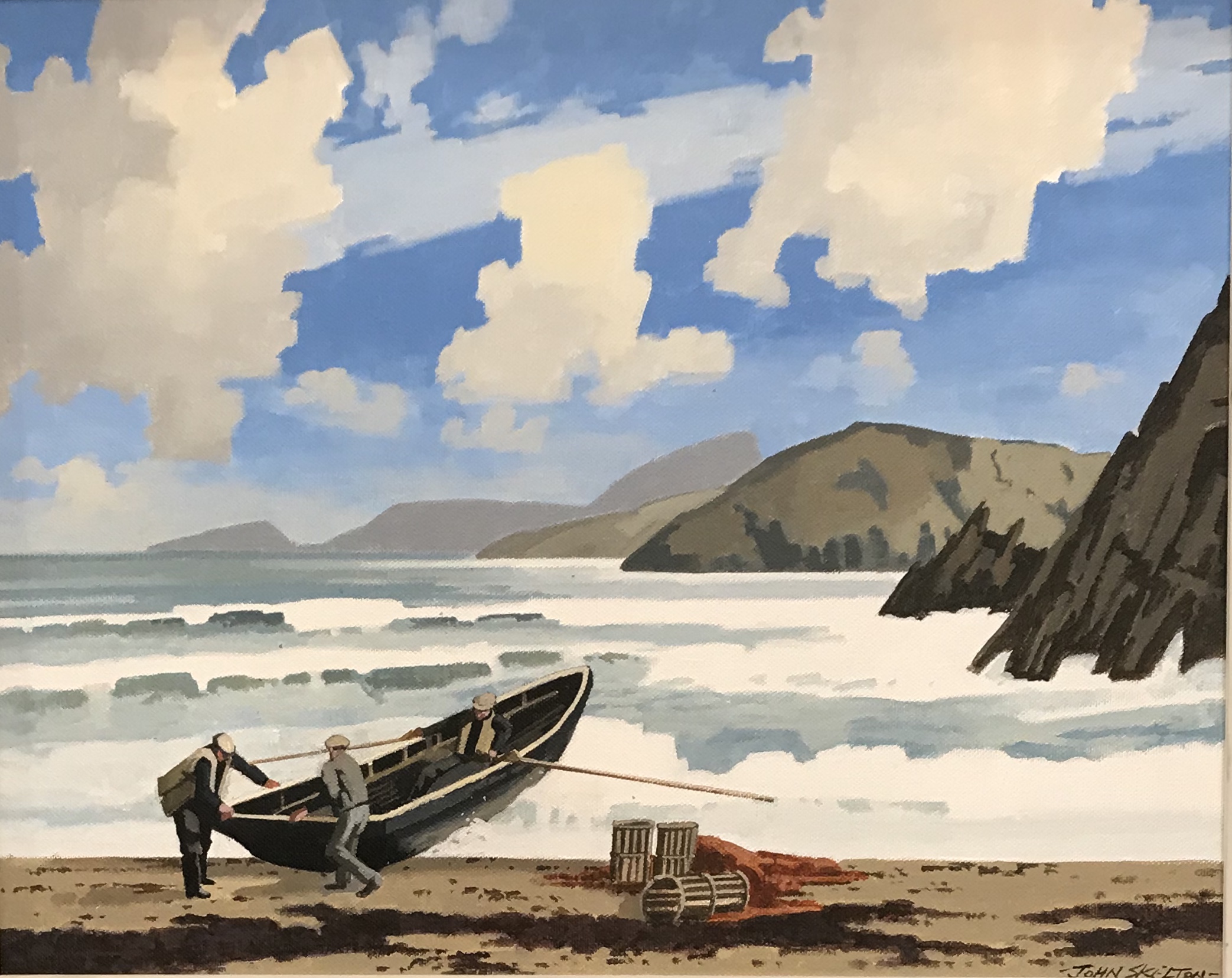 John Skelton Blasket Island Wave Oil On Canvas (1923-2009)