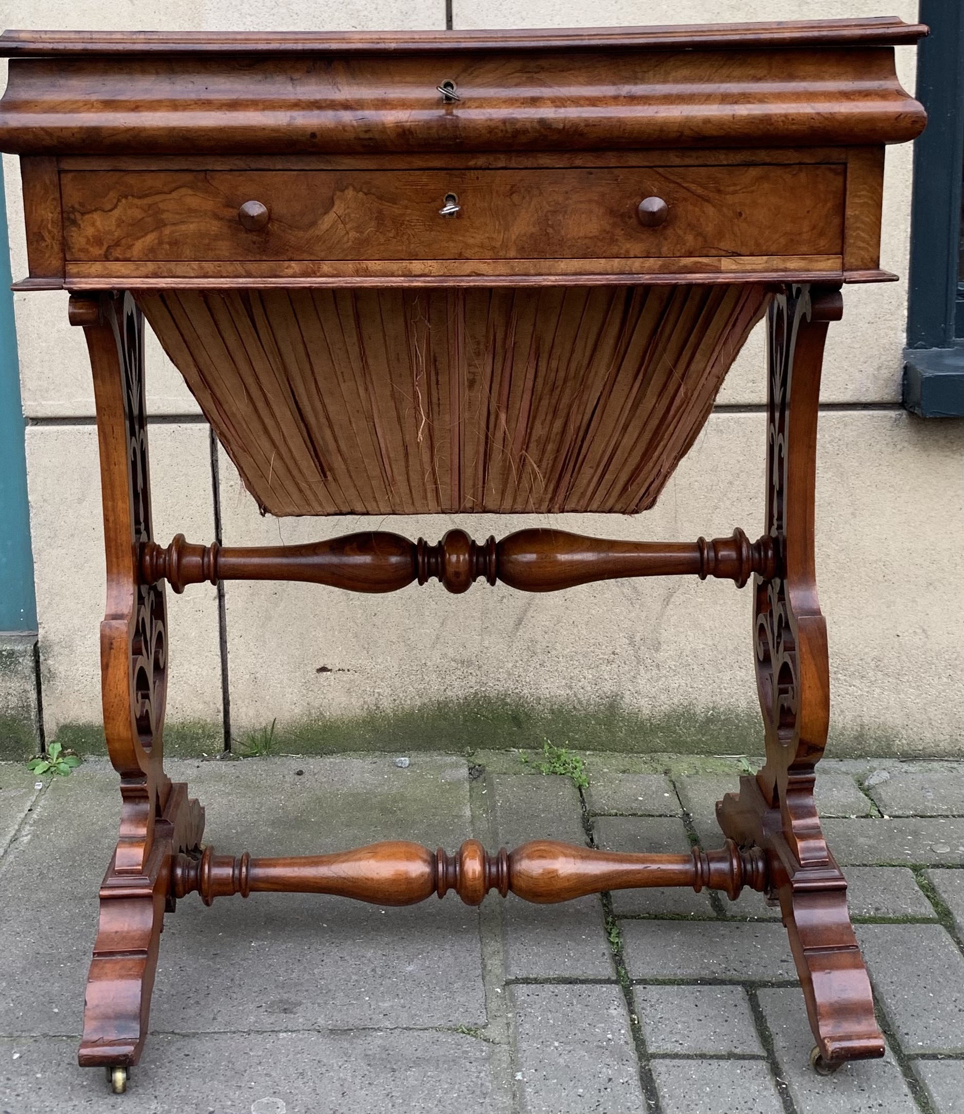 Victorian Walnut Work Writing Sewing Table