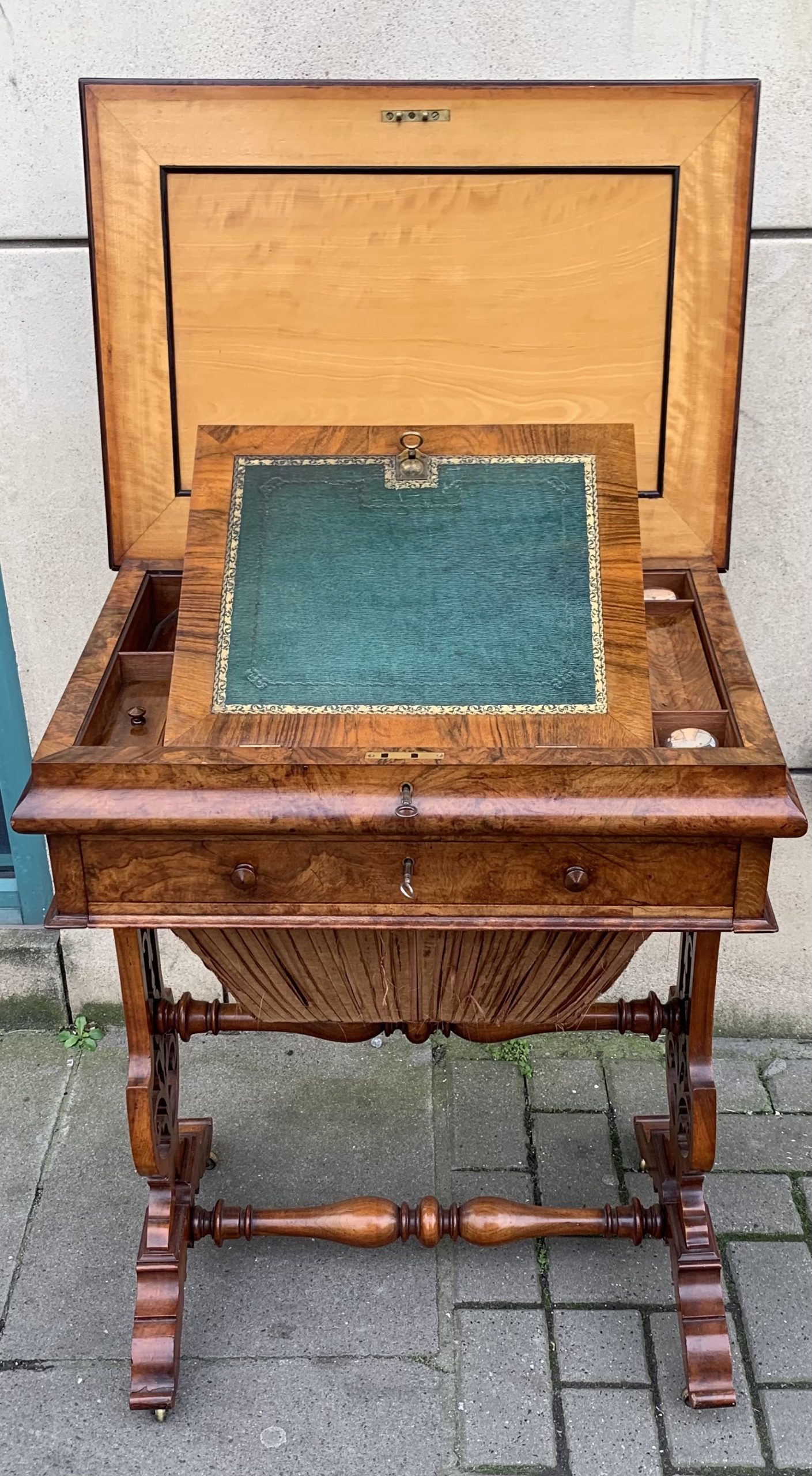 Victorian Walnut Work Writing Sewing Table
